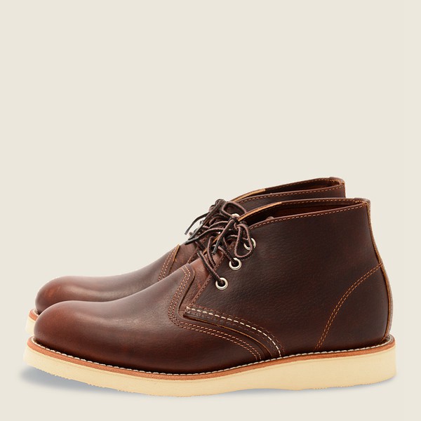 Red Wing Mens Heritage Shoes - Work - Chukka Oil-slick Leather - Brown - JEF605137